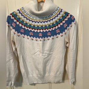 LLBean Vintage fair isle sweater merino wool turtleneck